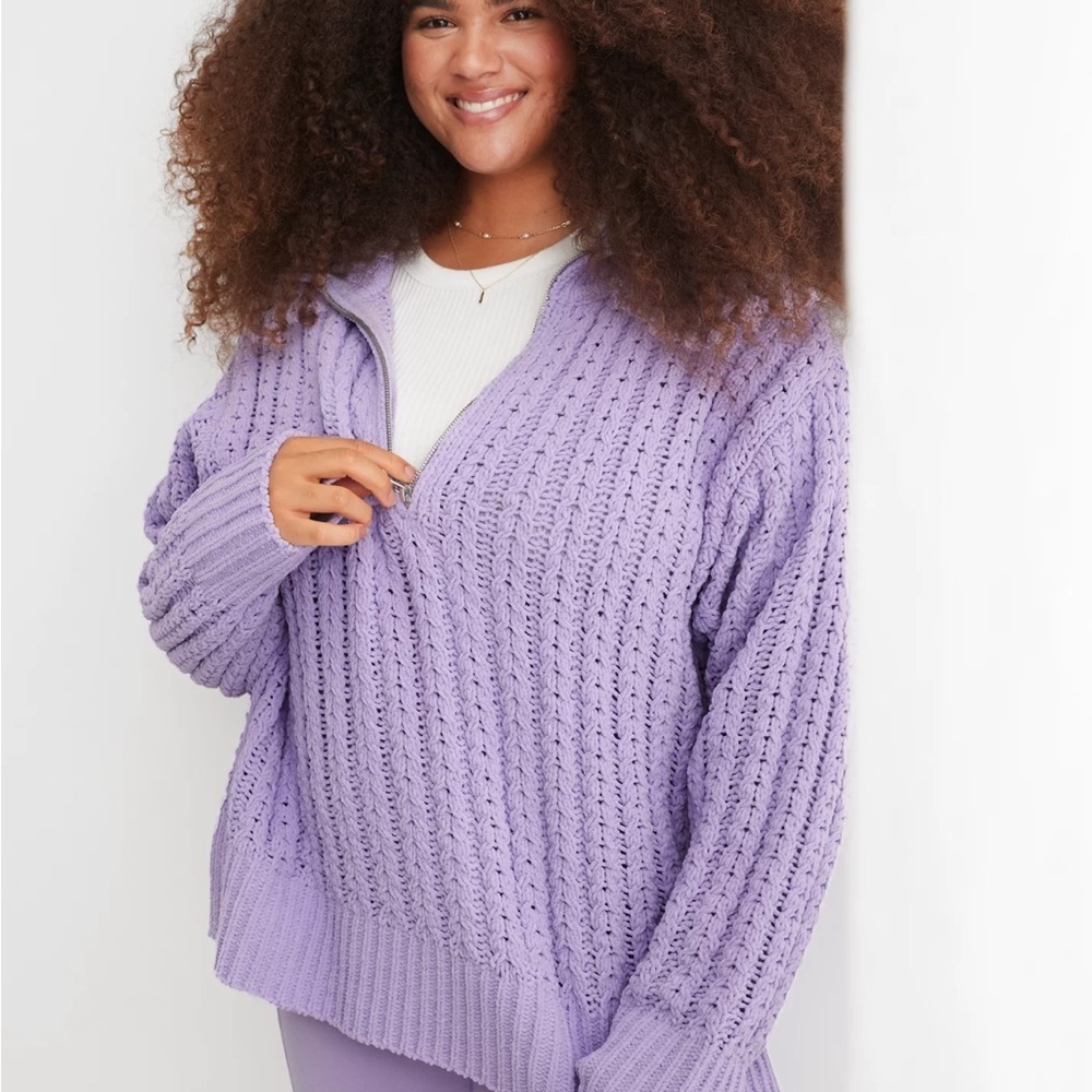 Aerie Cable Car Quarter Zip Sweater size XS